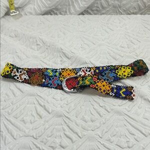 Handmade Beaded Belt Colorful Tribal Boho Artisan Glass Beads 29”